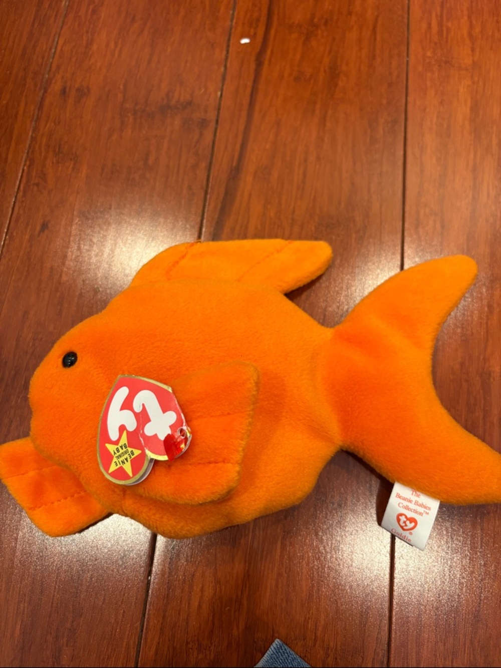 Ty Orange Plush Fish with Heart Tag